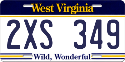 WV license plate 2XS349