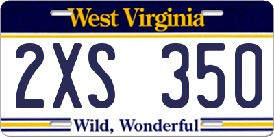 WV license plate 2XS350