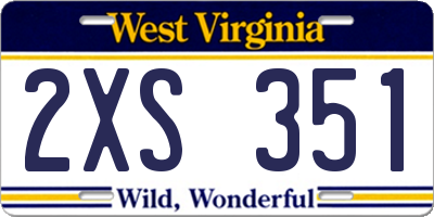 WV license plate 2XS351