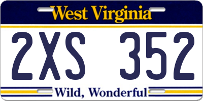 WV license plate 2XS352