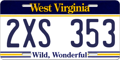 WV license plate 2XS353