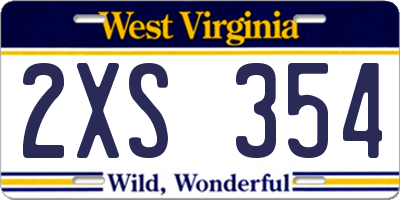 WV license plate 2XS354