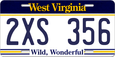 WV license plate 2XS356
