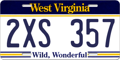 WV license plate 2XS357