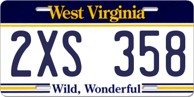 WV license plate 2XS358
