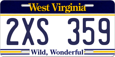 WV license plate 2XS359
