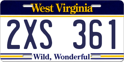 WV license plate 2XS361