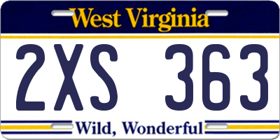 WV license plate 2XS363