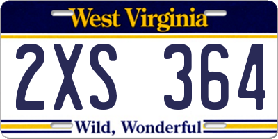 WV license plate 2XS364