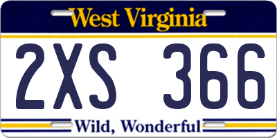 WV license plate 2XS366