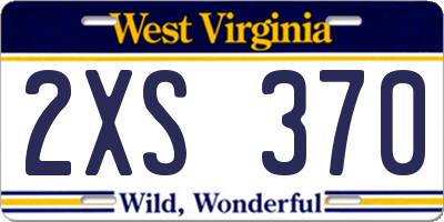 WV license plate 2XS370