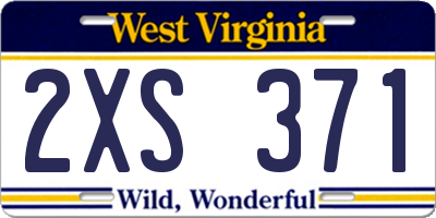 WV license plate 2XS371