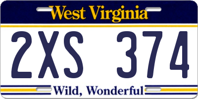 WV license plate 2XS374