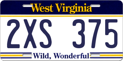 WV license plate 2XS375