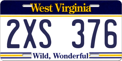 WV license plate 2XS376