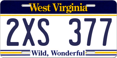 WV license plate 2XS377