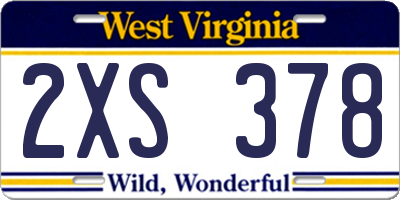 WV license plate 2XS378