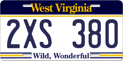 WV license plate 2XS380