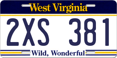WV license plate 2XS381