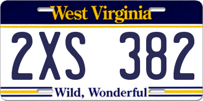 WV license plate 2XS382