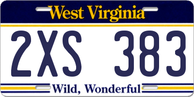 WV license plate 2XS383