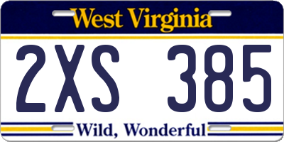WV license plate 2XS385