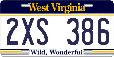 WV license plate 2XS386