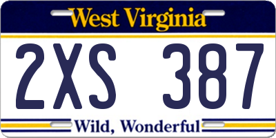 WV license plate 2XS387