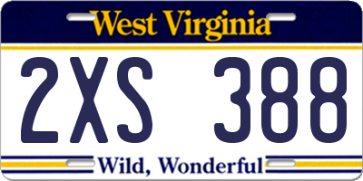 WV license plate 2XS388