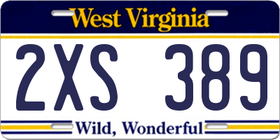 WV license plate 2XS389