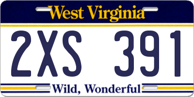 WV license plate 2XS391