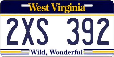 WV license plate 2XS392