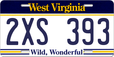 WV license plate 2XS393