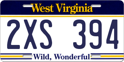 WV license plate 2XS394