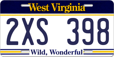 WV license plate 2XS398