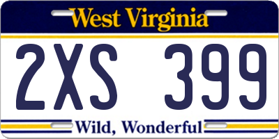 WV license plate 2XS399