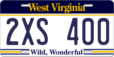 WV license plate 2XS400