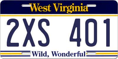 WV license plate 2XS401
