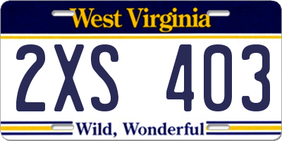 WV license plate 2XS403