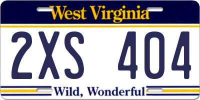 WV license plate 2XS404