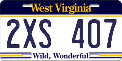 WV license plate 2XS407