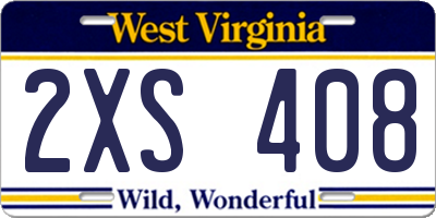 WV license plate 2XS408