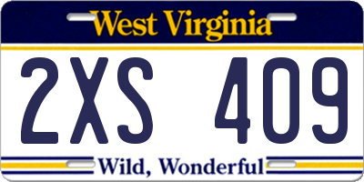 WV license plate 2XS409
