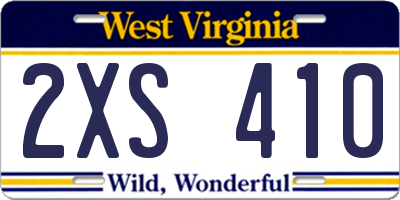 WV license plate 2XS410