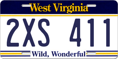 WV license plate 2XS411