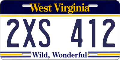 WV license plate 2XS412