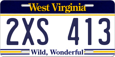 WV license plate 2XS413