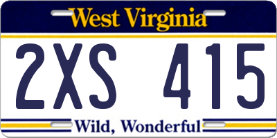 WV license plate 2XS415
