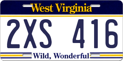 WV license plate 2XS416