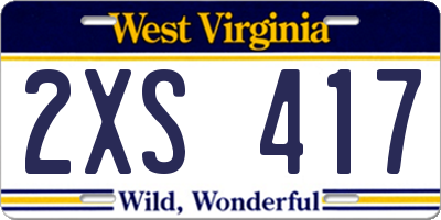 WV license plate 2XS417